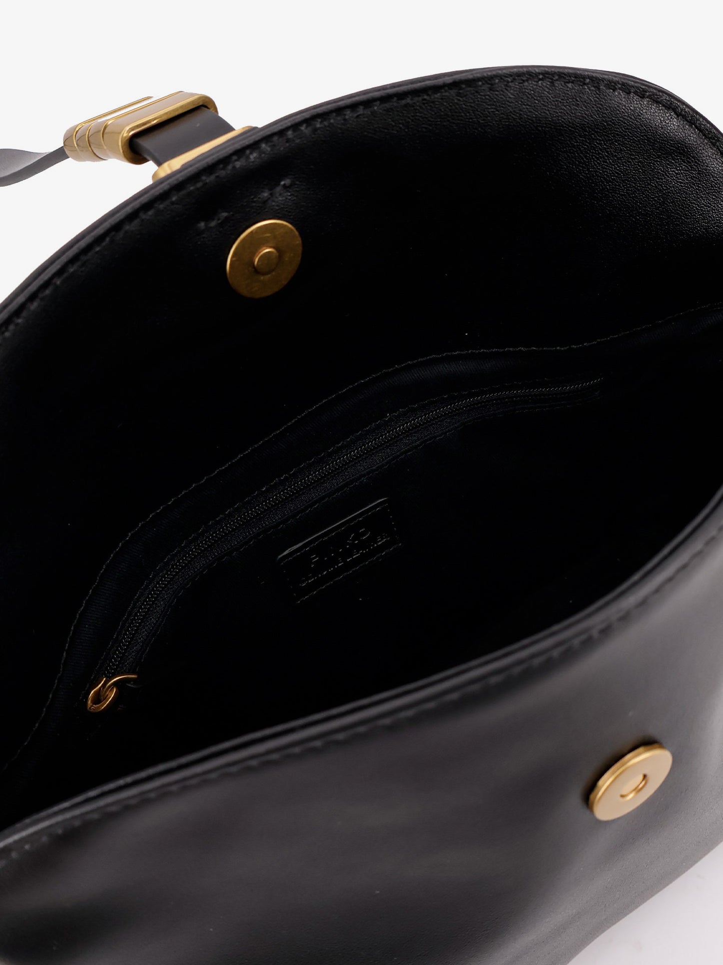 Leather shoulder bag with metal logo detail