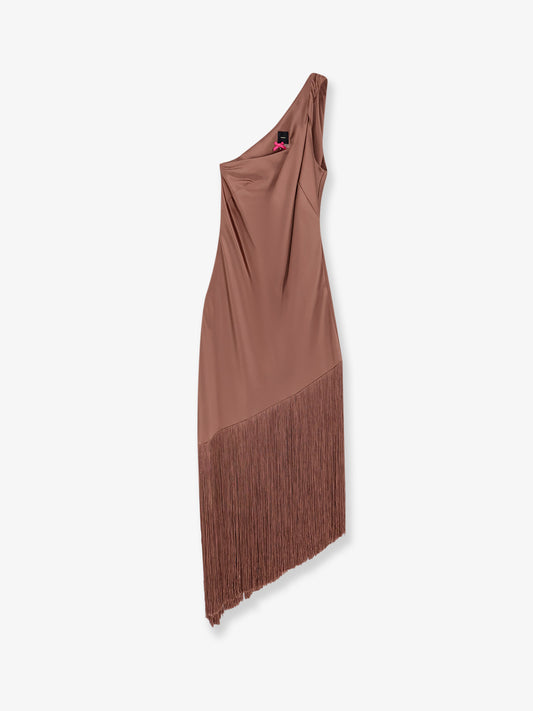 Kiwi satin dress with fringe