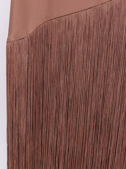 Kiwi satin dress with fringe thumbnail