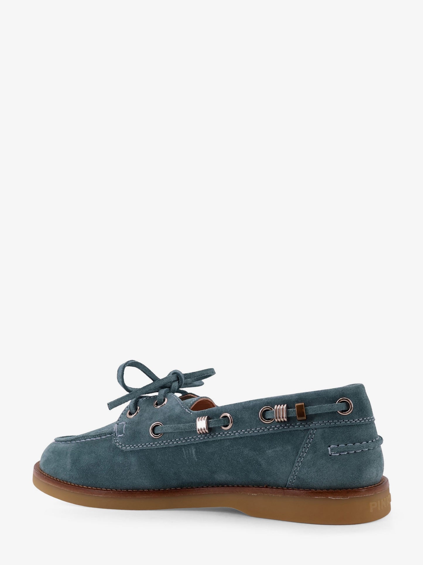 Grace suede loafers with metal lettering logo
