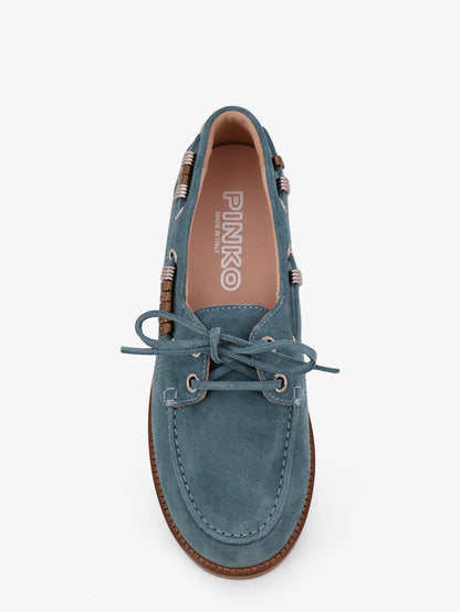 Grace suede loafers with metal lettering logo thumbnail