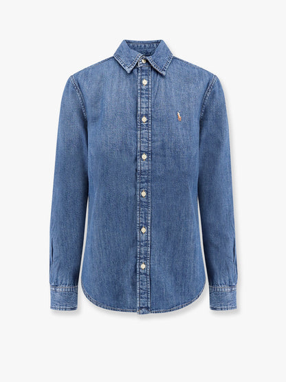 Denim shirt with embroidered logo thumbnail
