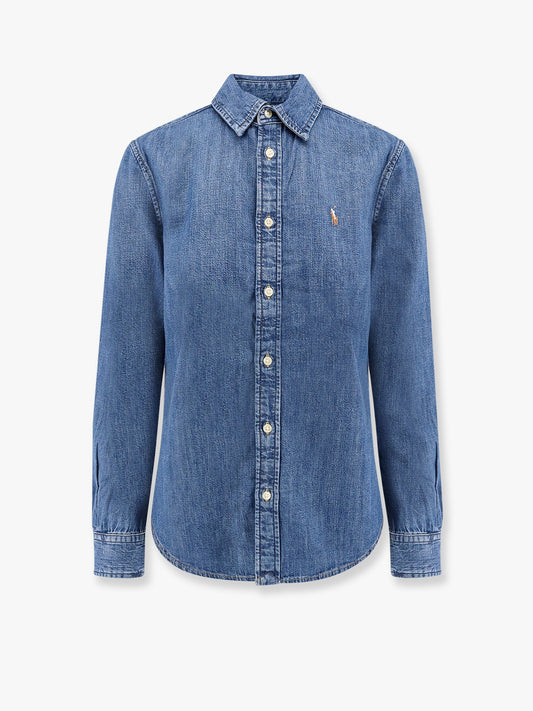 Denim shirt with embroidered logo