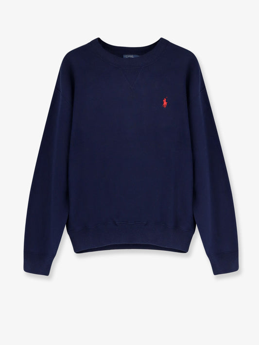 Cotton blend sweater with embroidered logo on the front