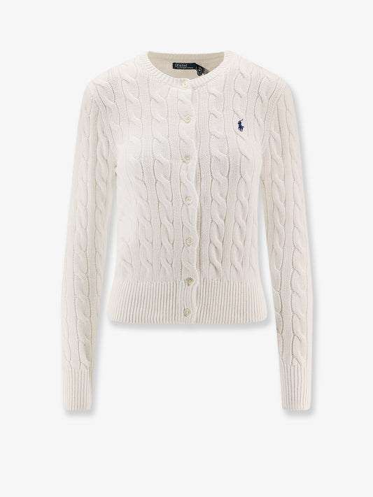 Cotton cardigan with contrasting logo