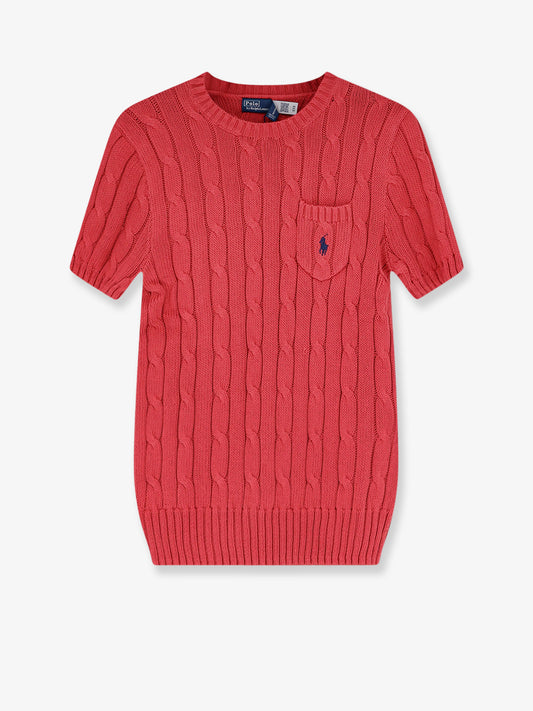 Cotton sweater with contrasting embroidered logo