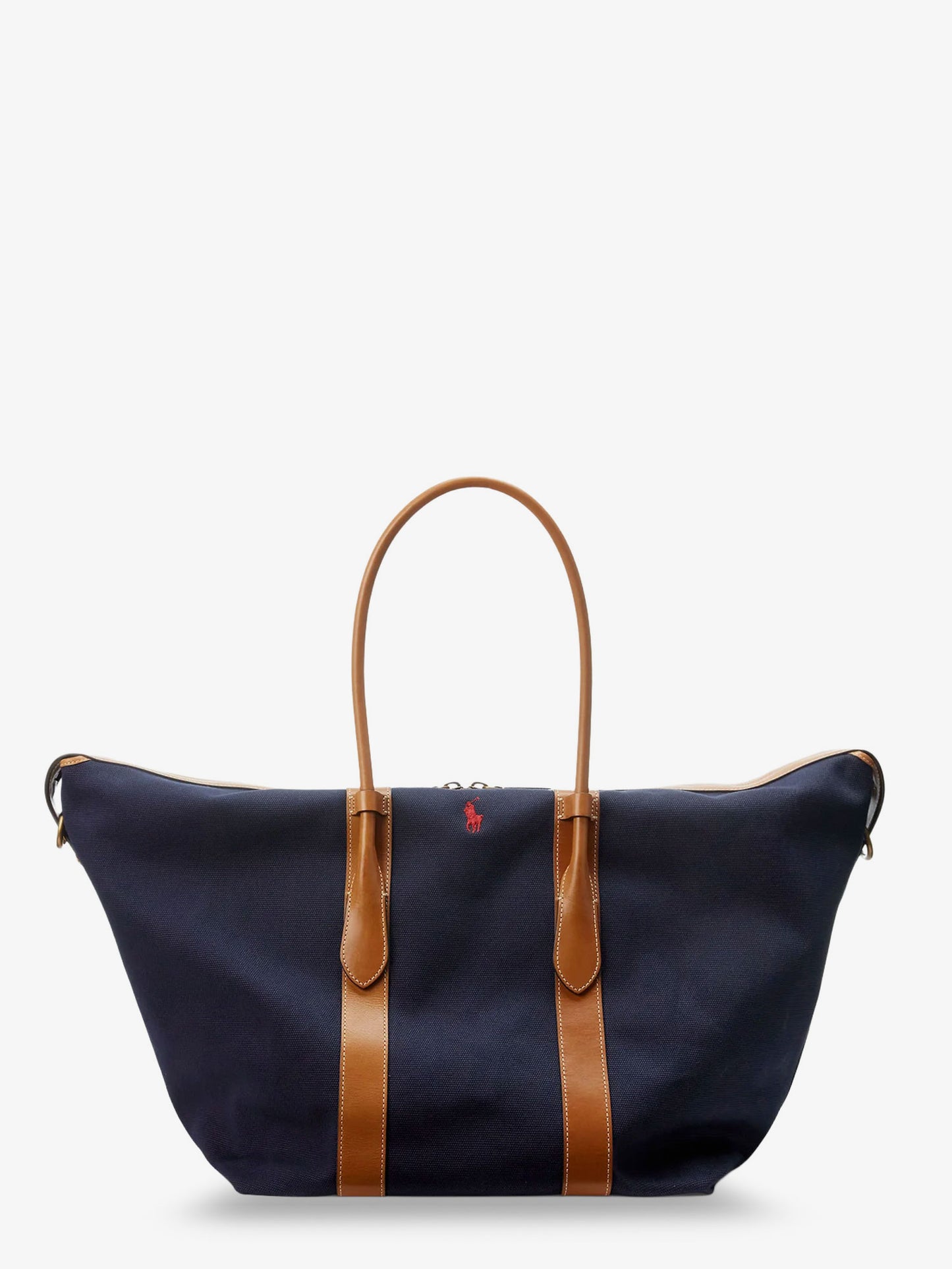 Canvas shoulder bag with embroidered logo