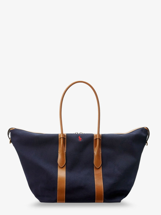 Canvas shoulder bag with embroidered logo