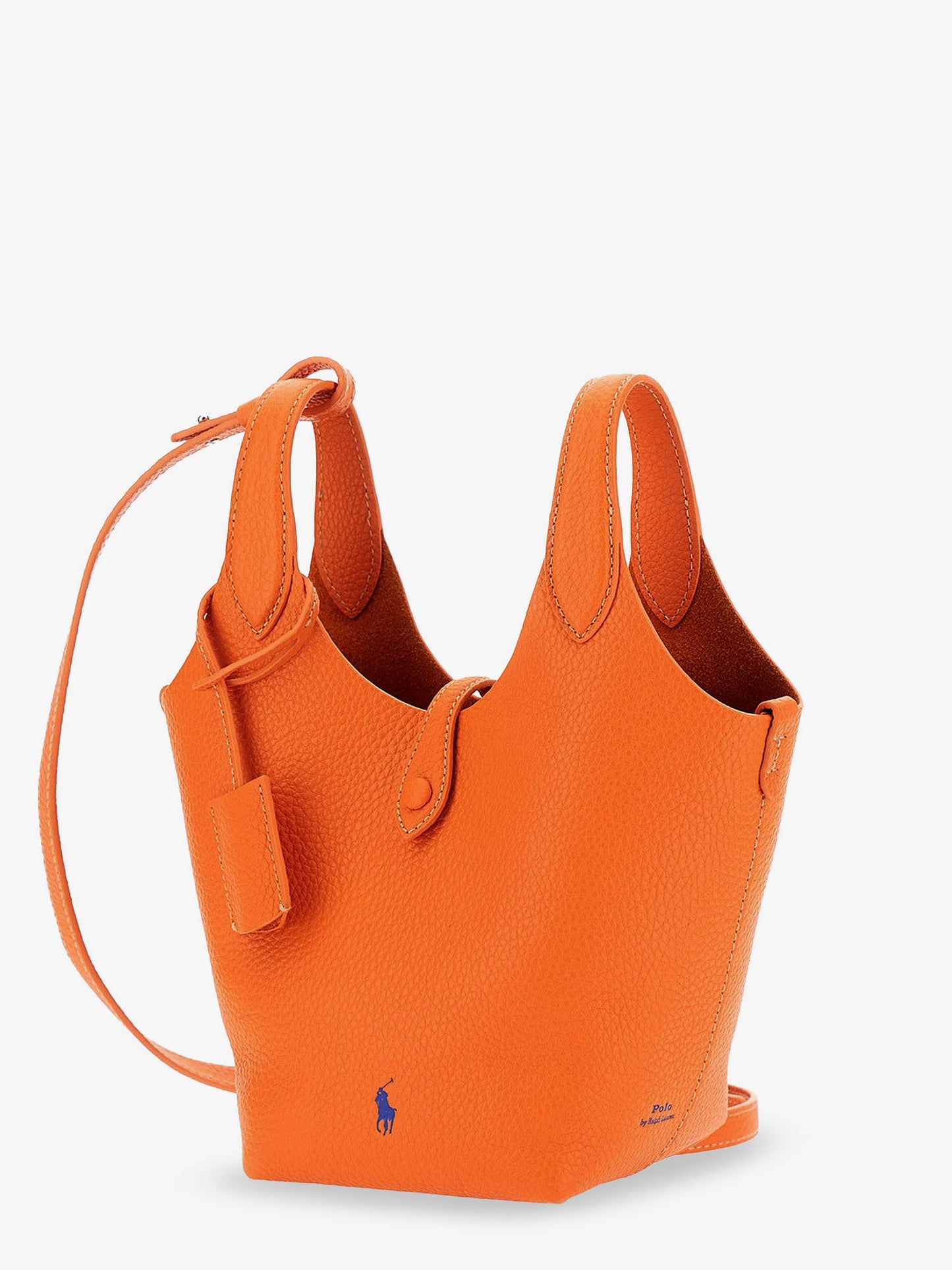 Leather crossbody bag with engraved logo