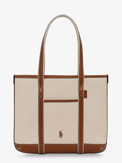 Borsa a spalla in canvas con logo ricamato frontale thumbnail