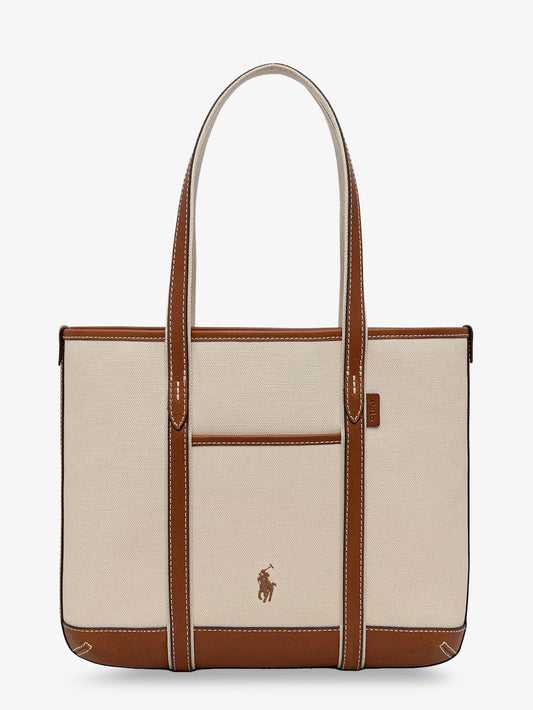 Canvas shoulder bag with embroidered logo on the front