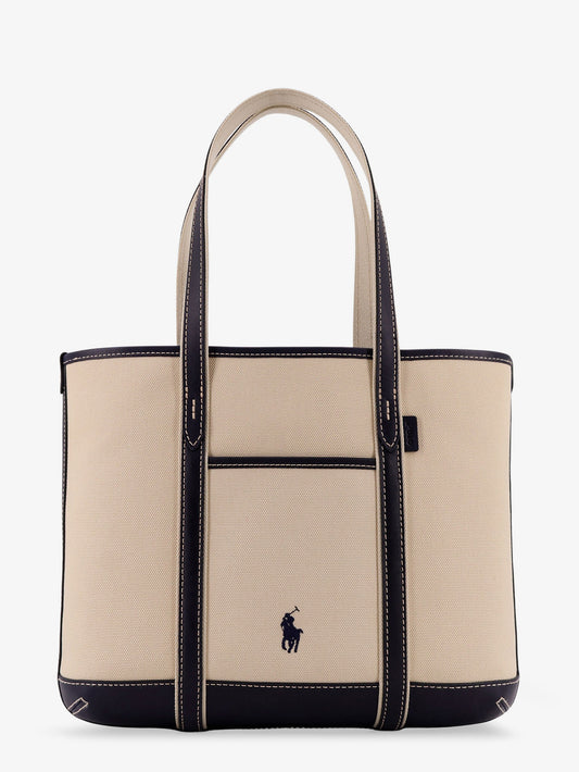 Canvas shoulder bag with embroidered logo on the front