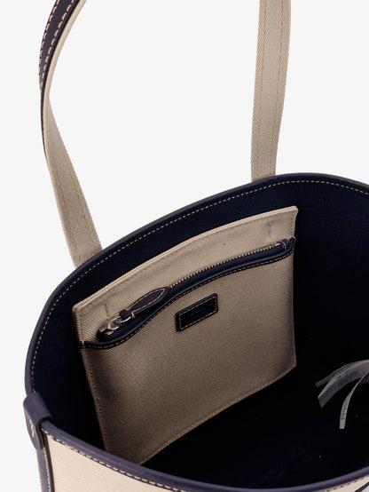 Borsa a spalla in canvas con logo ricamato frontale thumbnail