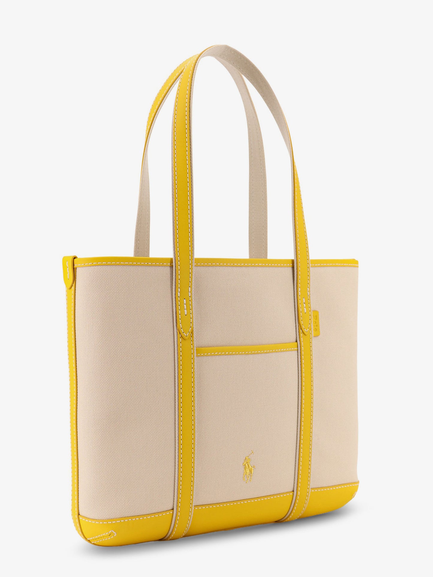 Canvas shoulder bag with embroidered logo on the front