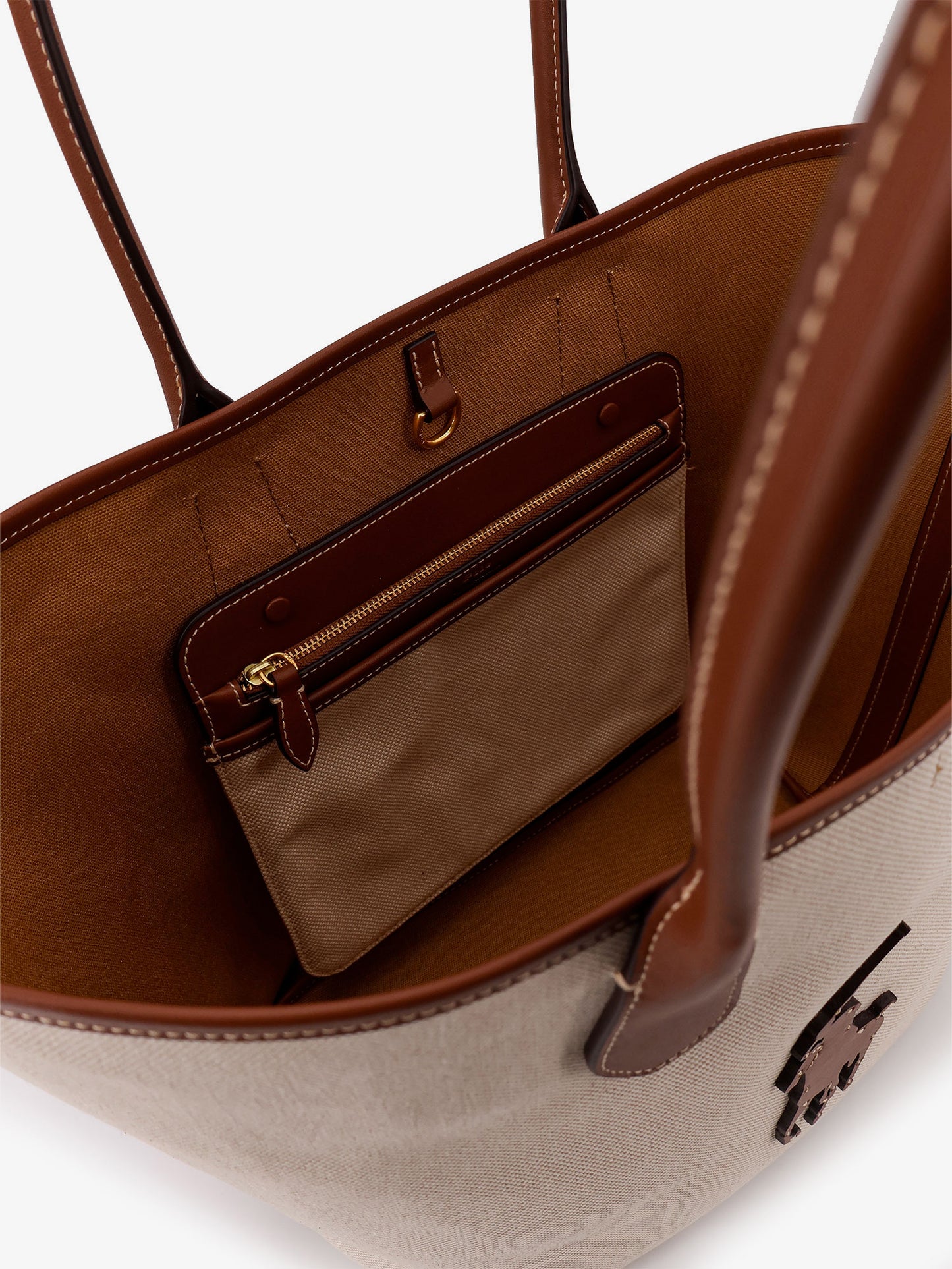 Canvas shoulder bag with front logo patch