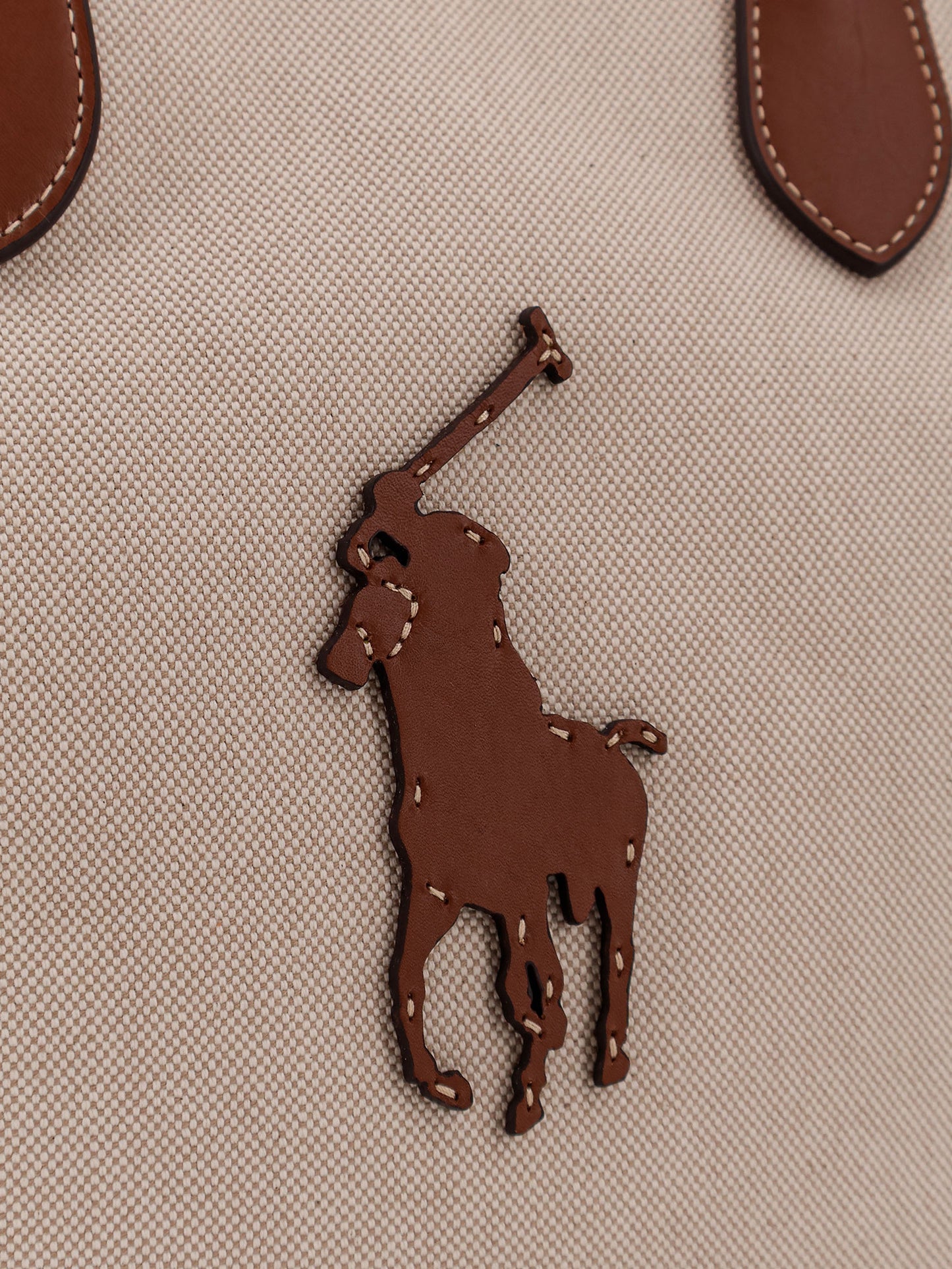 Canvas shoulder bag with front logo patch