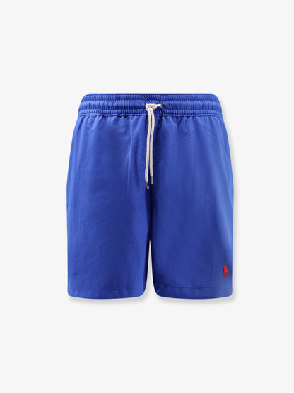 Recycled nylon swim trunks with embroidered logo on the front thumbnail