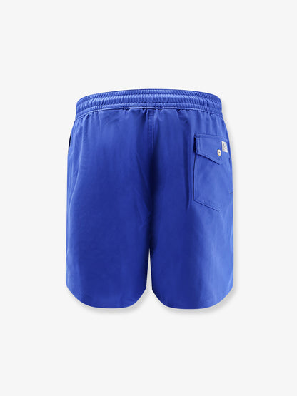 Recycled nylon swim trunks with embroidered logo on the front thumbnail