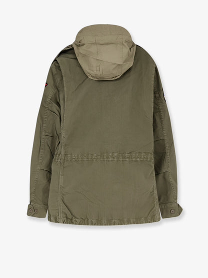 Cotton denim jacket with front logo patch thumbnail