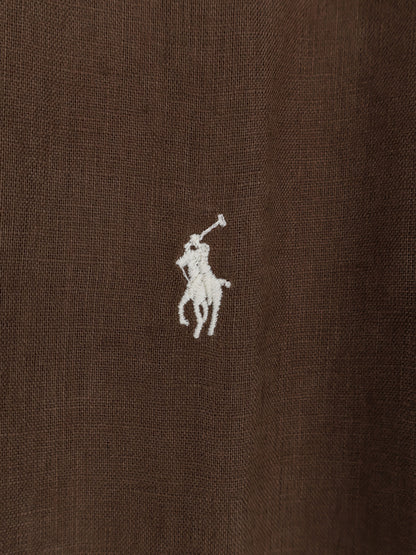 Linen shirt with logo embroidery thumbnail