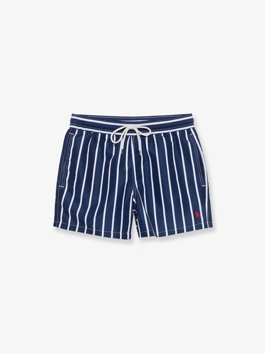 Nylon swim trunks with striped pattern