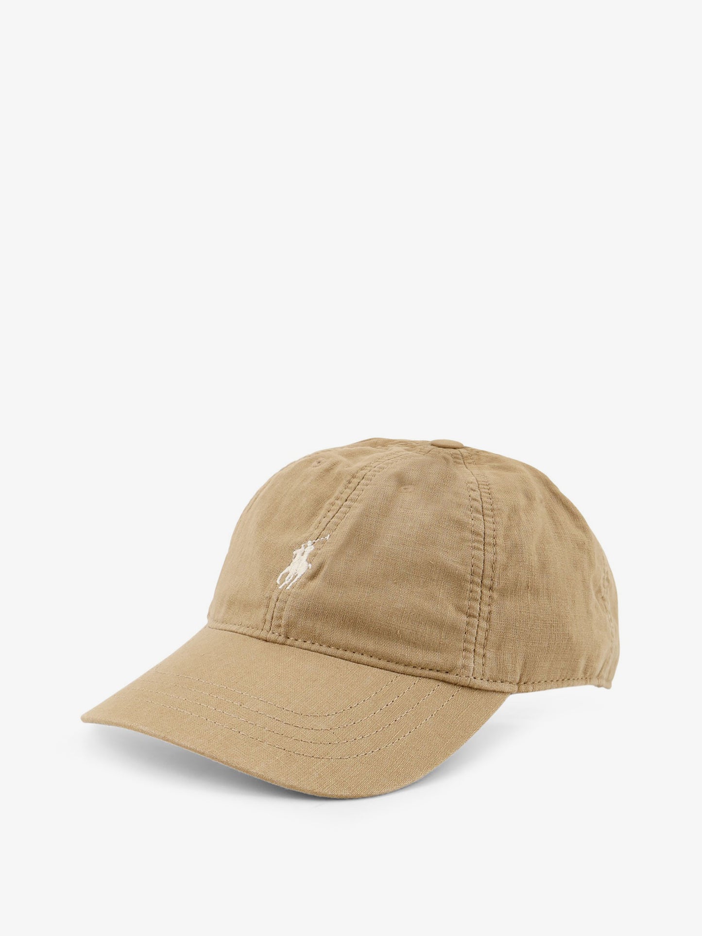 Linen hat with embroidered logo on the front