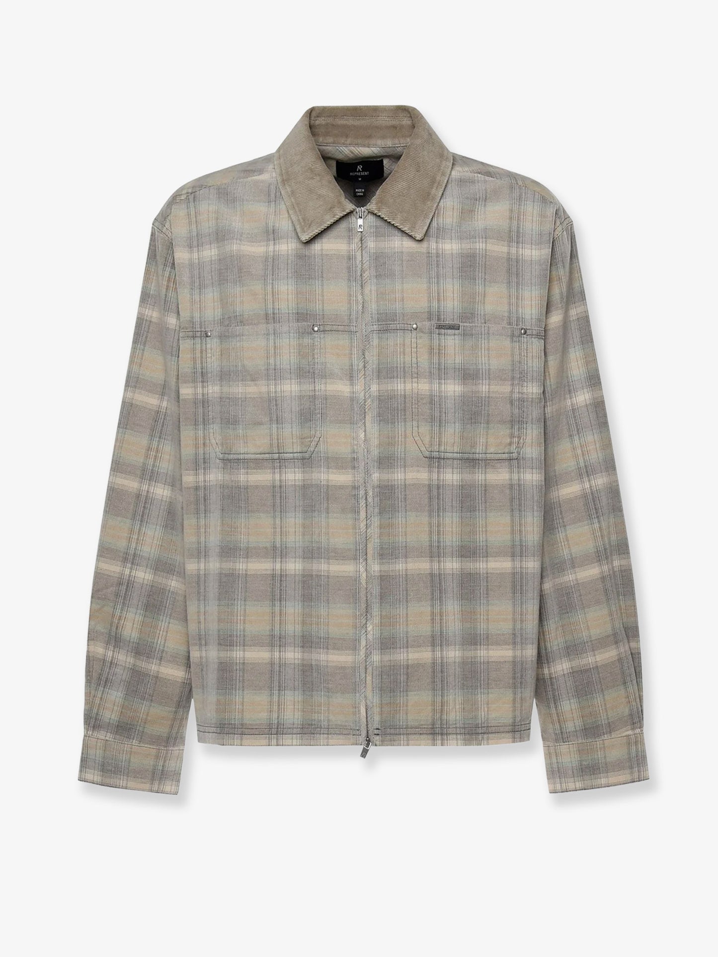 Corduroy shirt with check motif