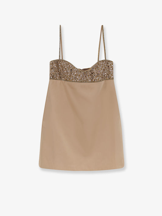 Shyla satin dress with rhinestones detail