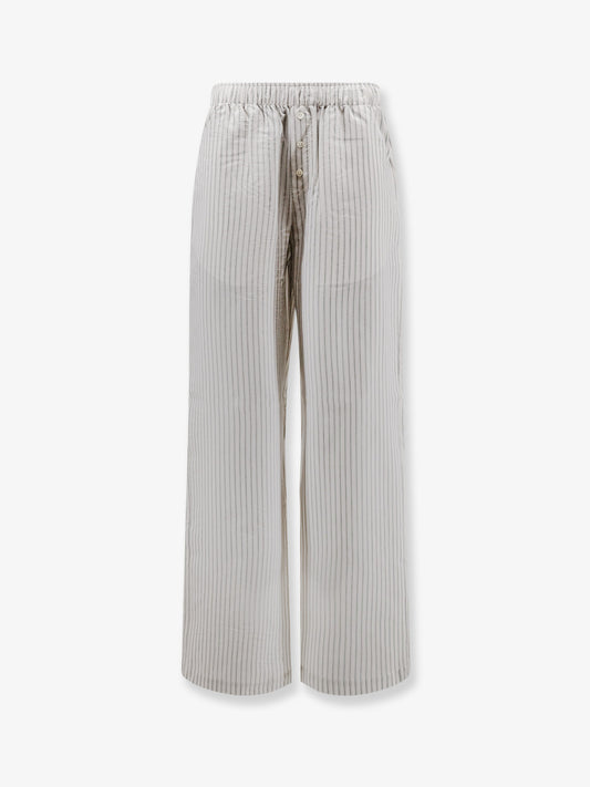 Silk trousers with striped pattern