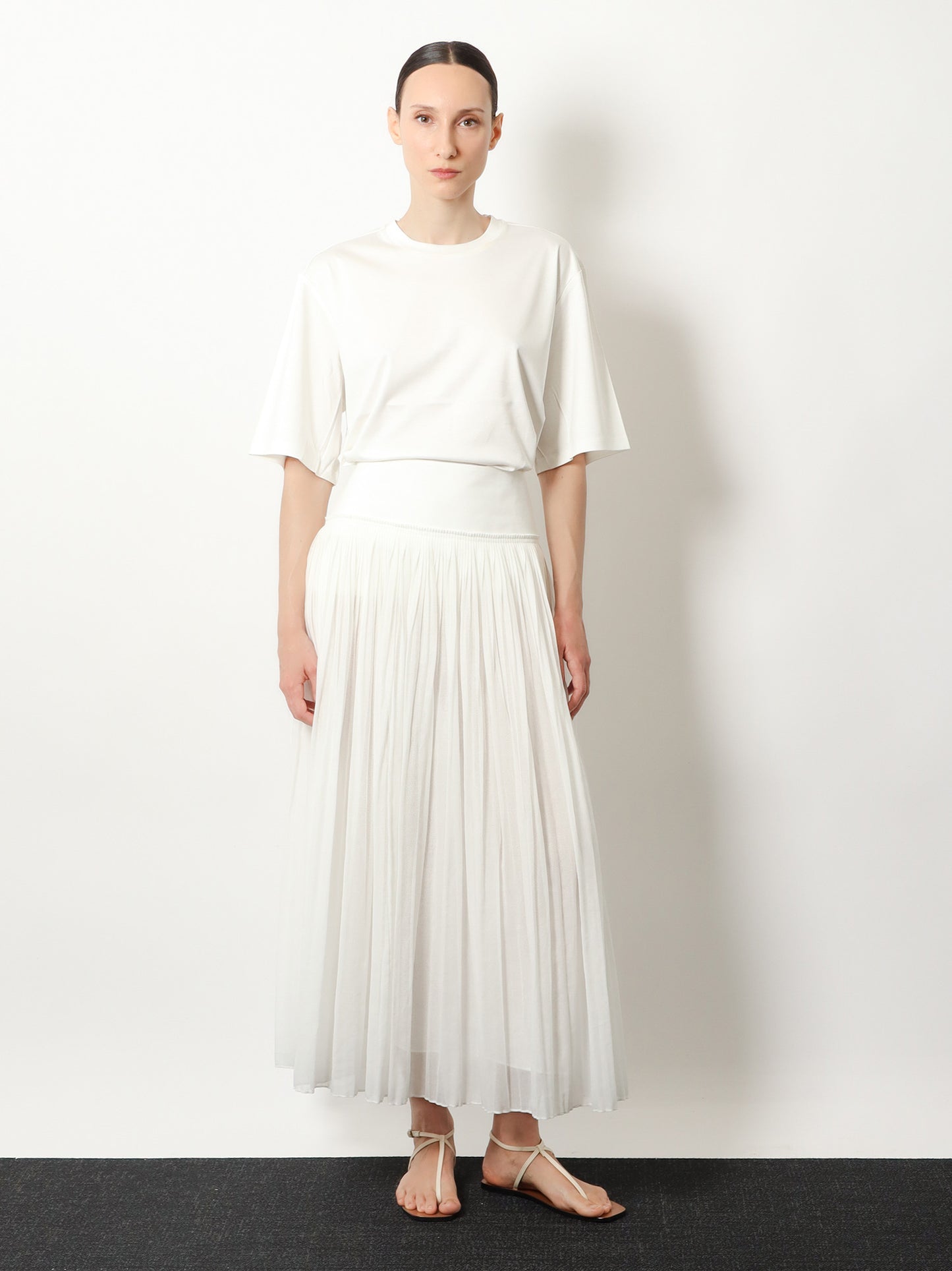 Pleated cotton skirt