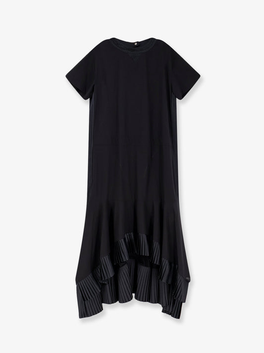 Cotton dress with pleated details