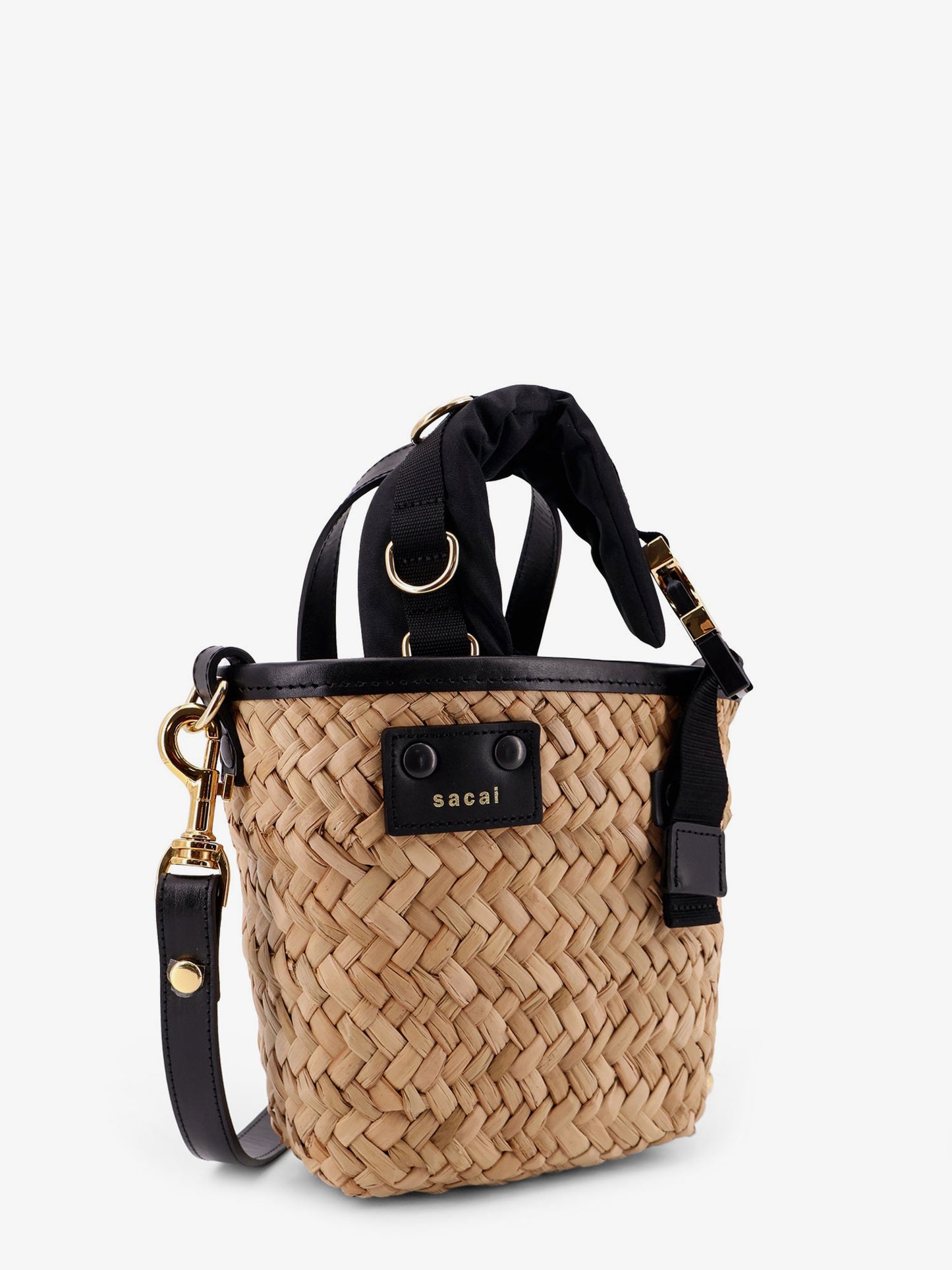 Raffia and leather crossbody bag