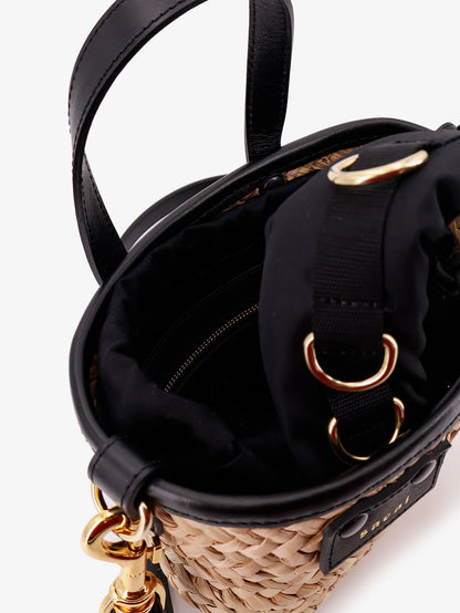 Raffia and leather crossbody bag thumbnail