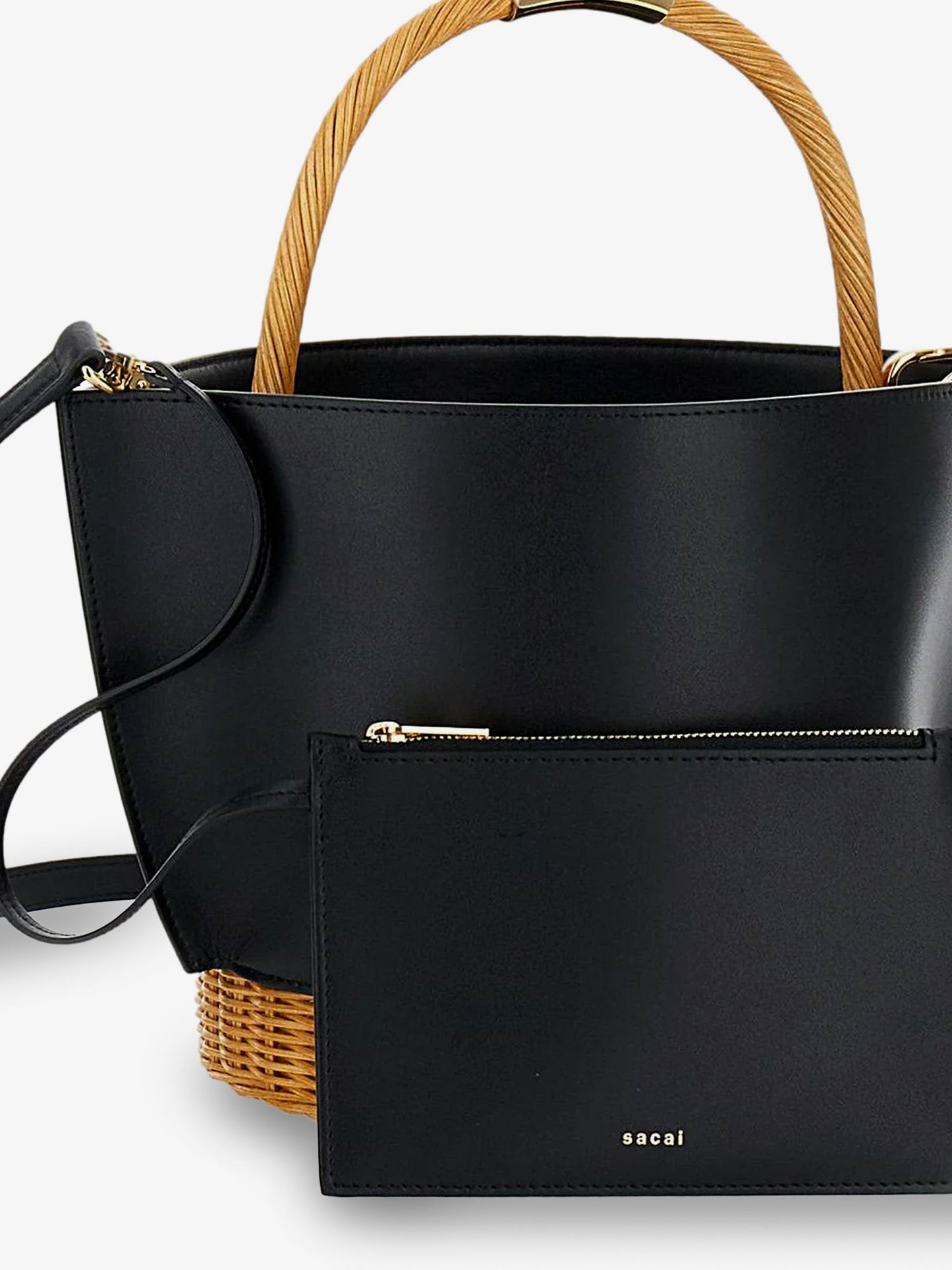 Leather crossbody bag with logo on the front