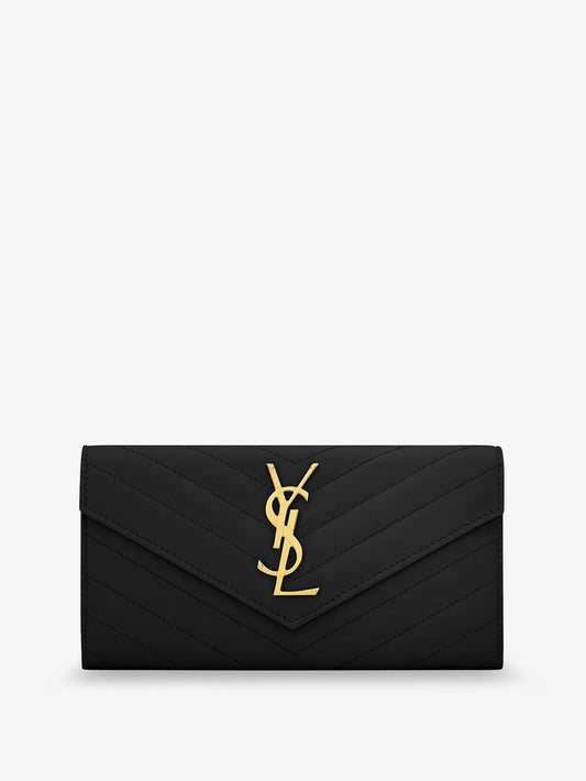 Leather wallet with metal Cassandre logo