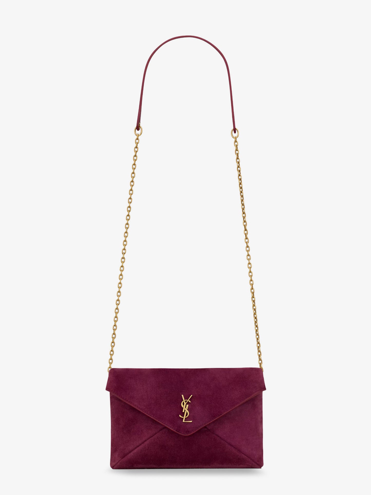 Suede crossbody with metal Cassandre logo