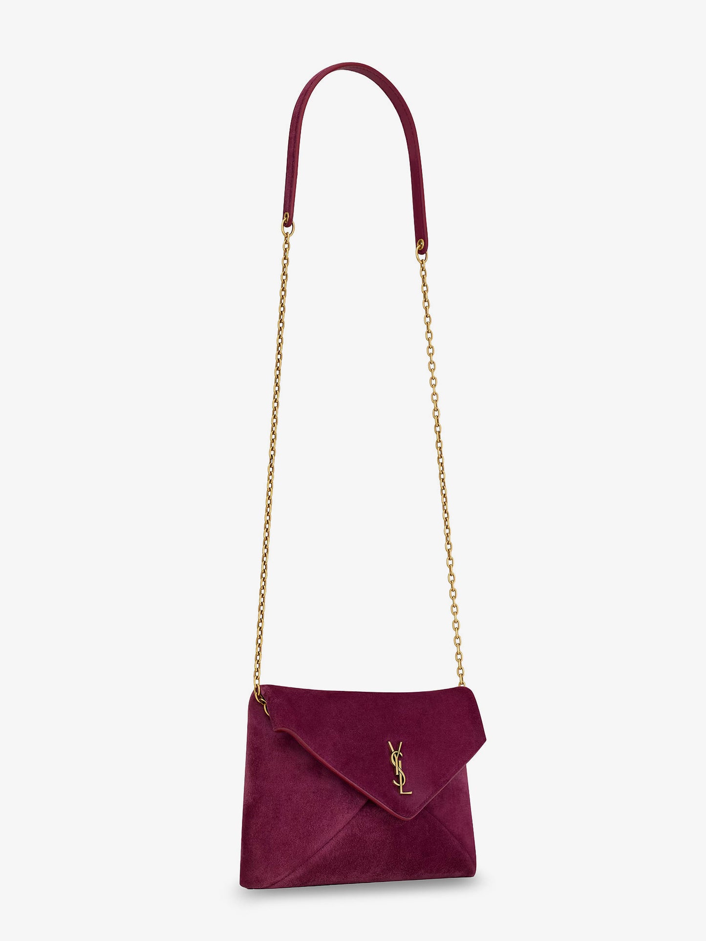 Suede crossbody with metal Cassandre logo