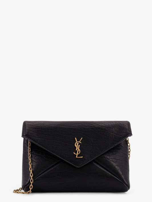Leather crossbody bag with metal Cassandre logo