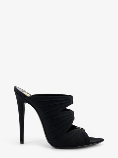 Emilie satin sandals with rhinestone logo detail thumbnail