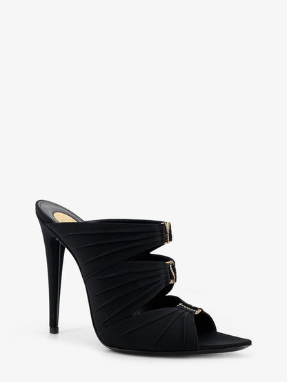 Emilie satin sandals with rhinestone logo detail thumbnail