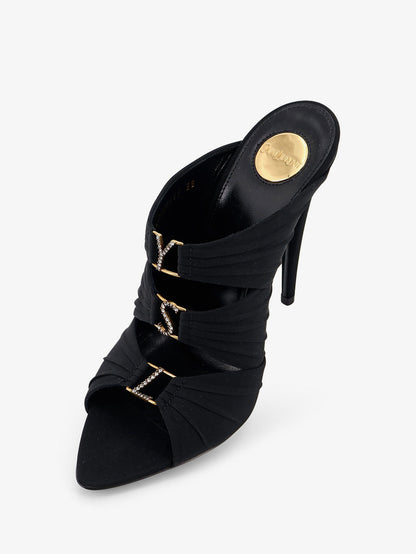 Emilie satin sandals with rhinestone logo detail thumbnail