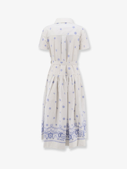 Long cotton dress with all-over contrasting embroidery thumbnail