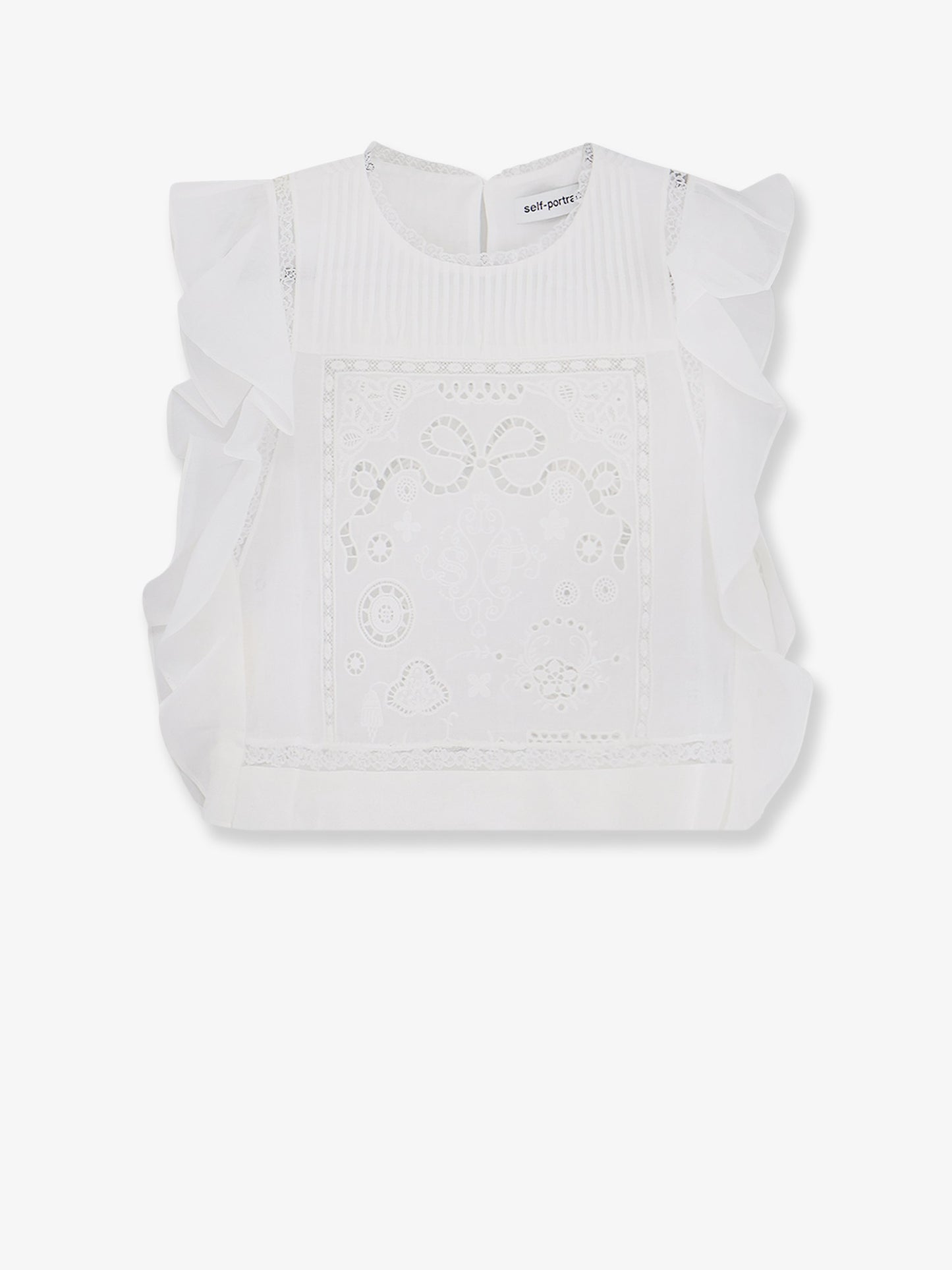 Ramie top with lace inserts