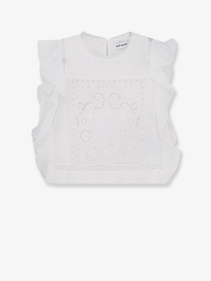 Ramie top with lace inserts thumbnail