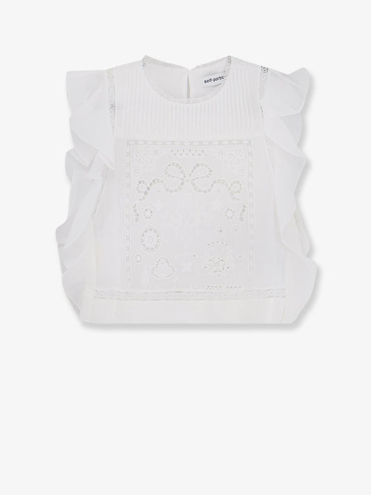 Ramie top with lace inserts