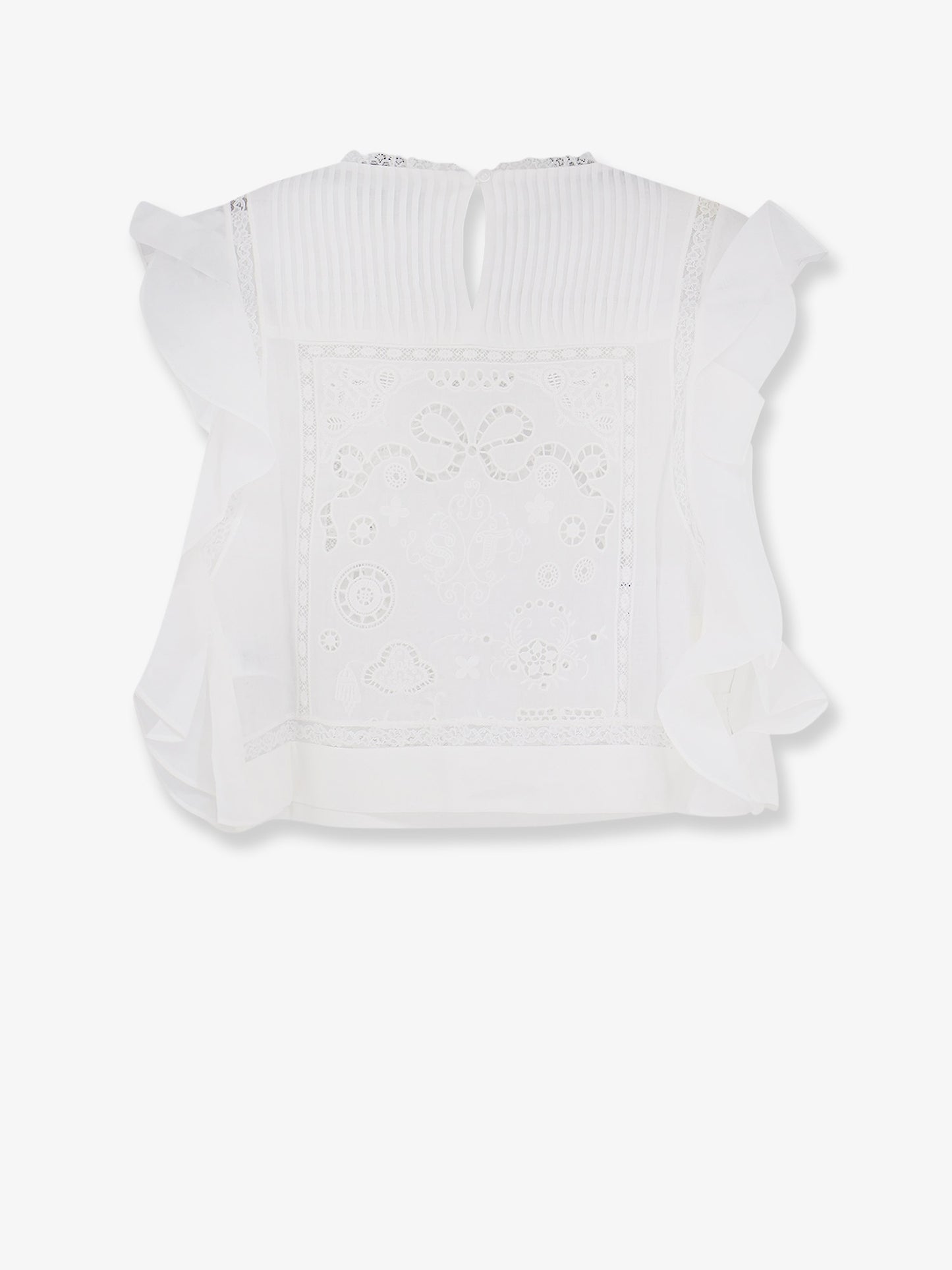 Ramie top with lace inserts