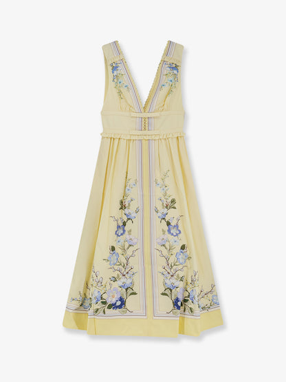 Long cotton dress with floral print thumbnail