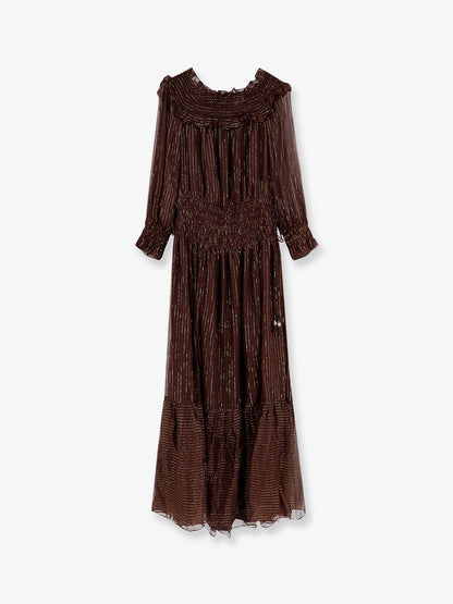 Georgette long dress with lurex detail thumbnail