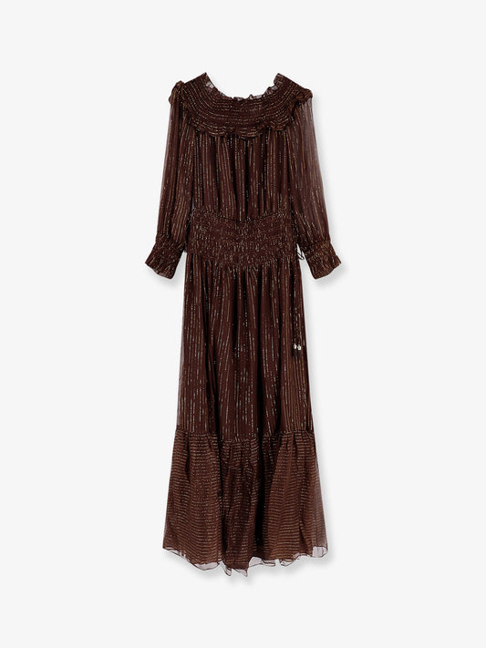 Georgette long dress with lurex detail