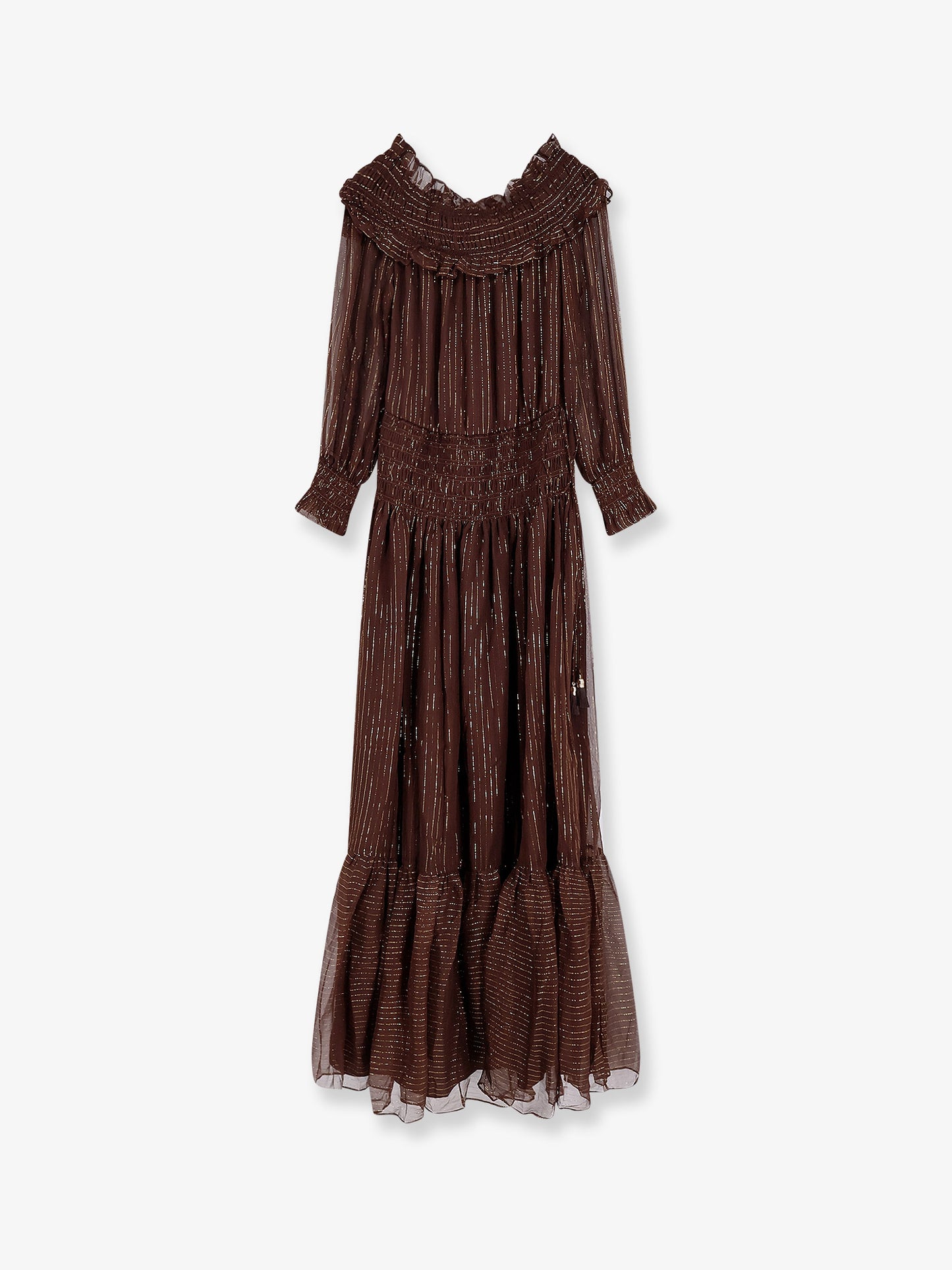 Georgette long dress with lurex detail